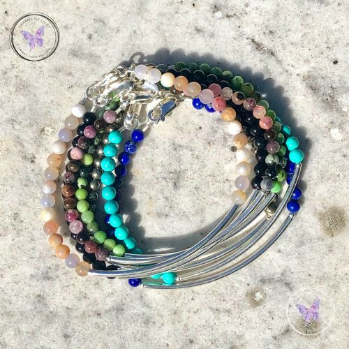 Australian Agate Beaded Tube Bracelet